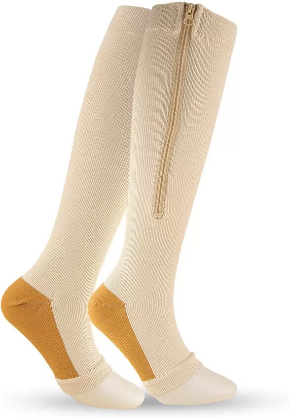 INF Chaussettes de compression zippées pour femmes et hommes Beige XXL