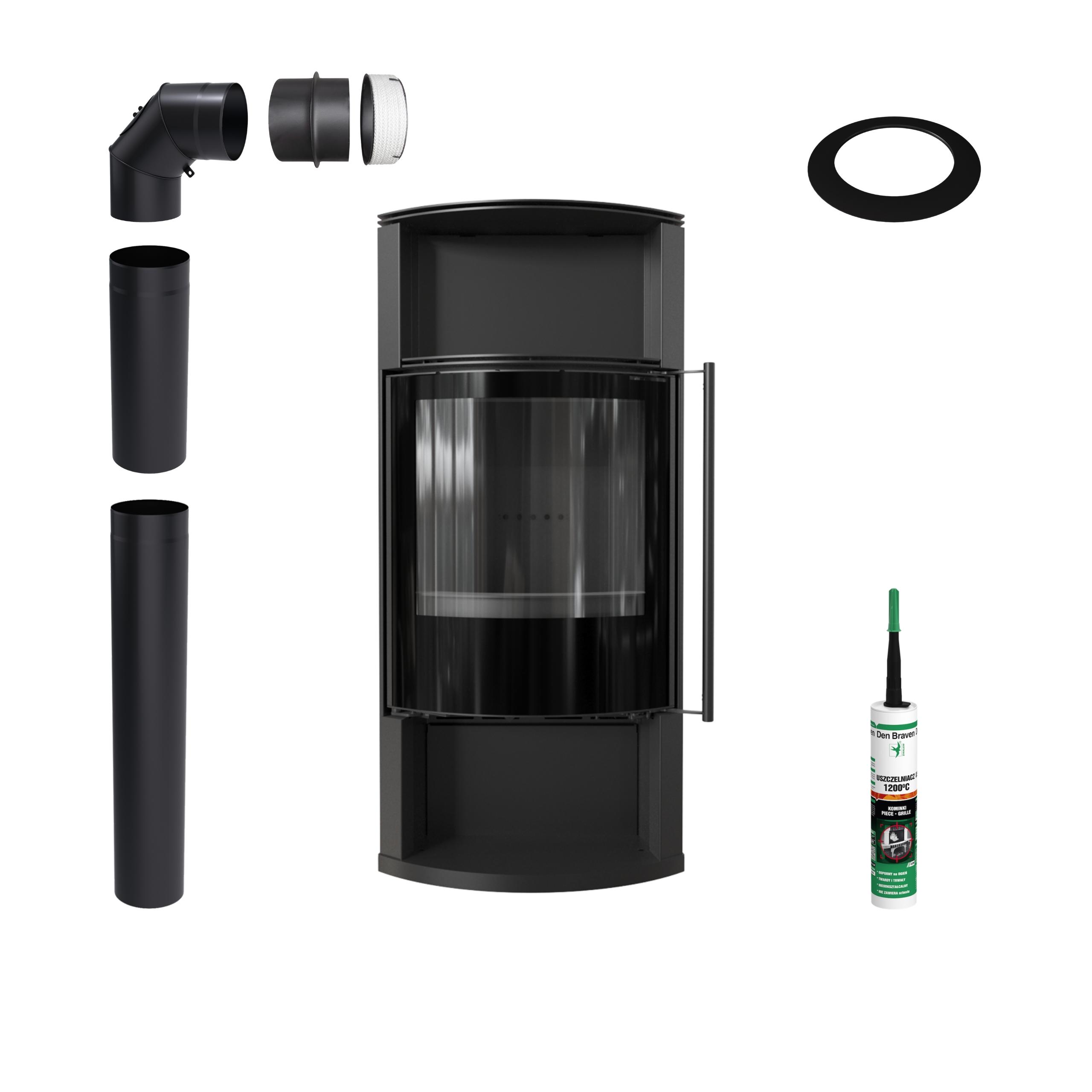 Kaminofen KRATKI TOFA 8 kW 150 ECO Schwarz Mit Montagezubehör