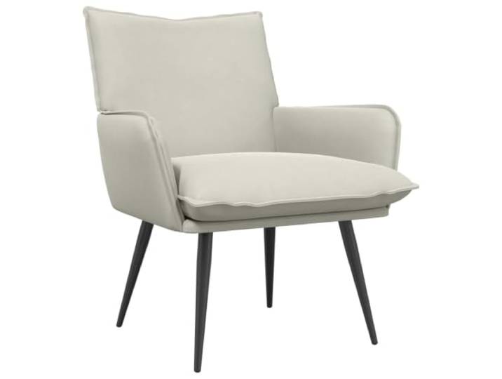 KDVXBCQJH Sessel Creme Samt Polstersessel Loungesessel mit Metallbeinen Modernes Design für Schlafzimmer und Wohnraum mit weichem Samtbezug, tiefem Sitzbereich und stabilen Metallbeinen.