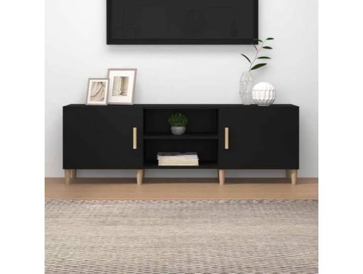 HEFZGDB TV-Schrank Schwarz 150x30x50 cm Holzwerkstoff mit reichlich Stauraum und Stabiler Tischplatte für Wohnzimmer Einrichtung