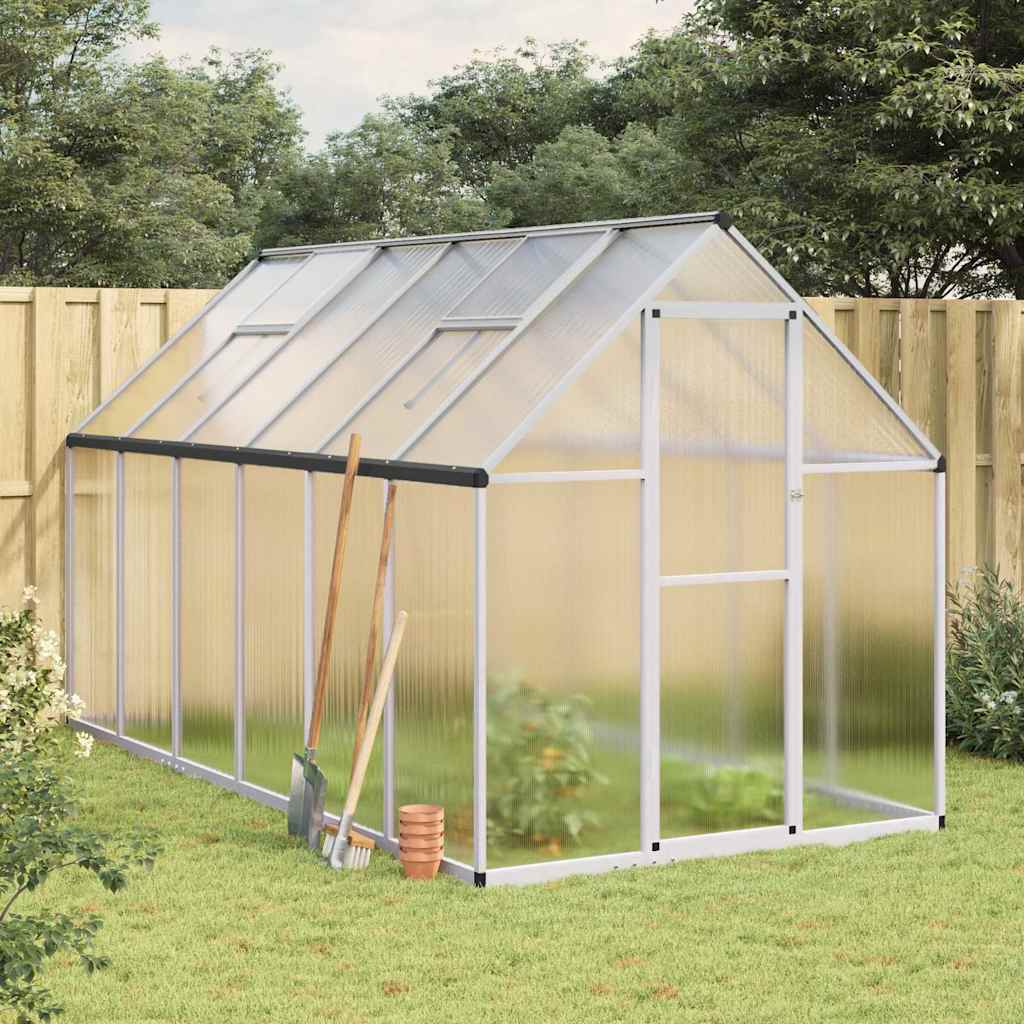 vidaXL Invernadero con marco base aluminio plateado 334x169x195 cm Plateado