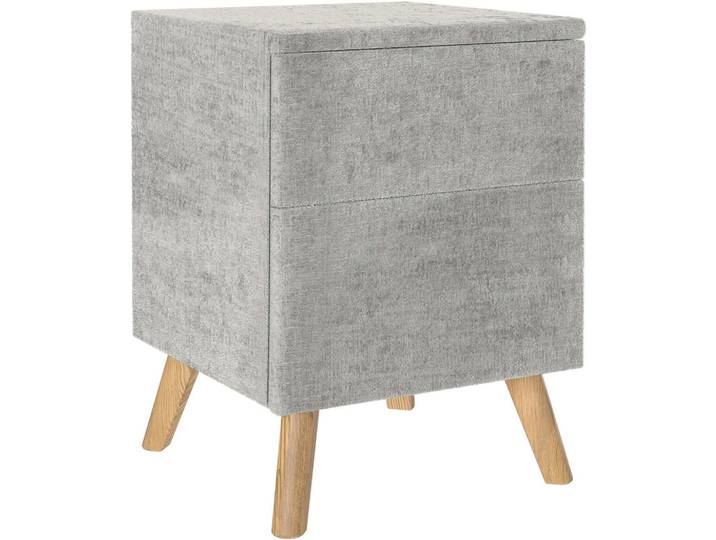 Esposa Nachtschrank, Hellgrau, Holz, Eiche, vollmassiv, 2 Schublade(n) Schubladen, 40x60x40 cm, Typenauswahl, Schlafzimmer, Nachttische