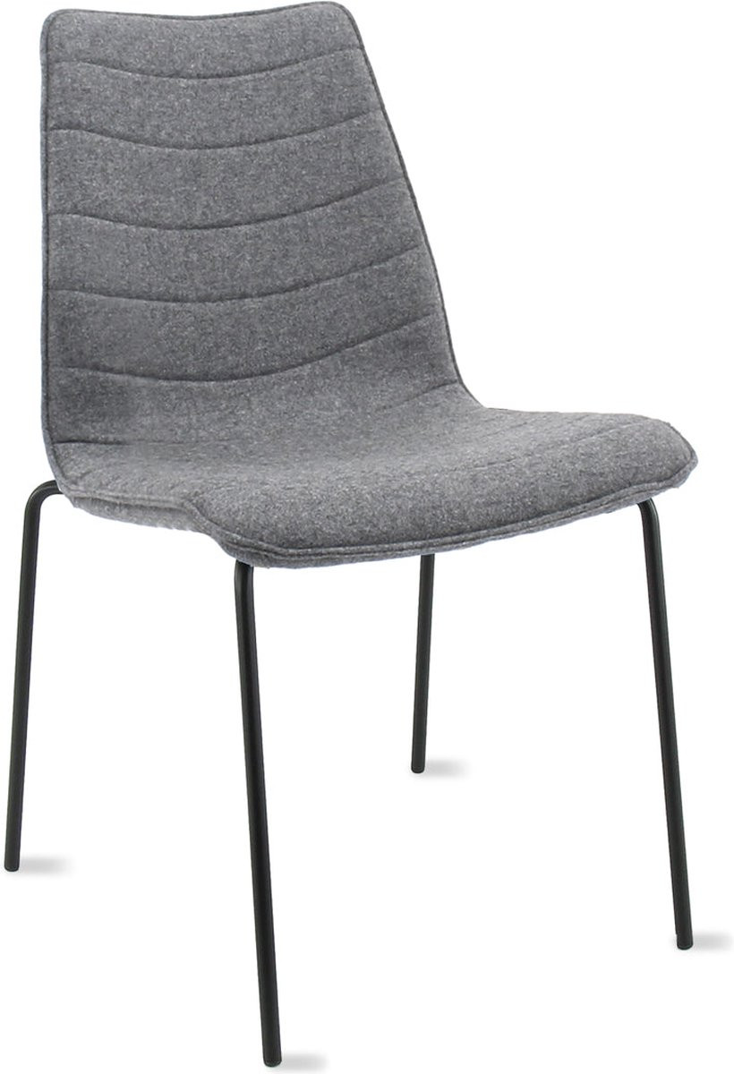 Workliving Verona Eetkamerstoel / Vergaderstoel - Wolvilt Fenice 602 Middengrijs - Zwart frame