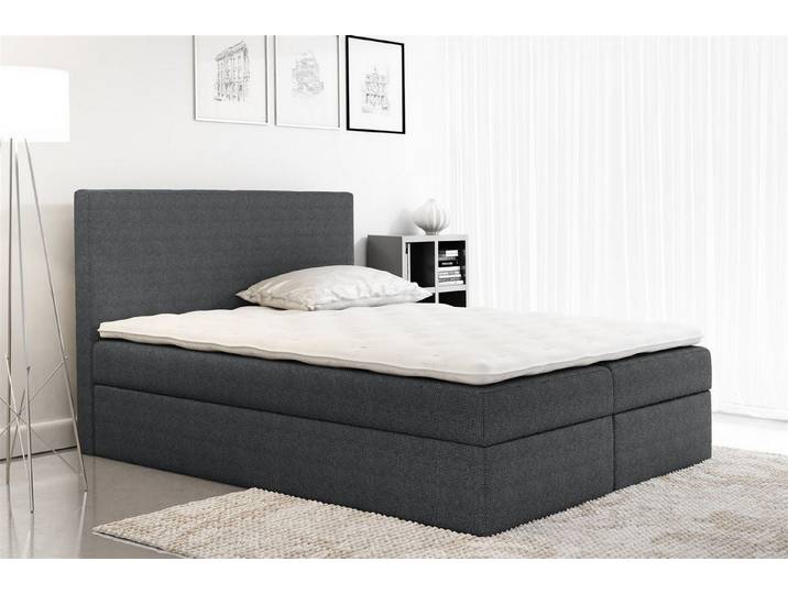 Fun Möbel Boxbett Schlafzimmerbett KELIS in Stoff (inkl. Bettkasten, inkl. Kaltschaumtopper)