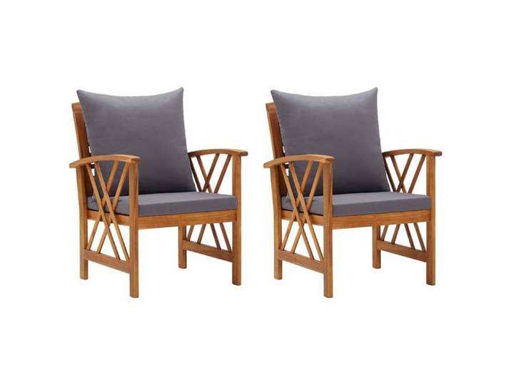 Lemon 2 Pcs chaises de balcon VIDAXL Chaises de jardin avec coussins lot de 2 - bois d'acacia massif CCL92677619