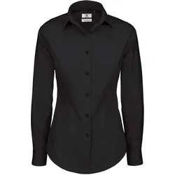 B&C Damen Popeline Poplin Stretch Bluse langarm Black Tie Long Sleeve SWP23 black 4XL (48)