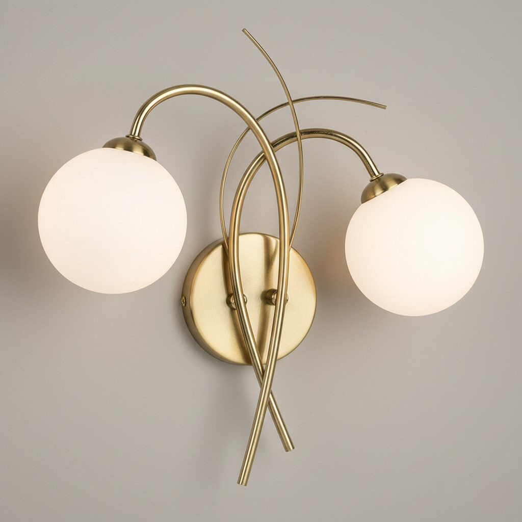 Firstlight Armed Sconce Brushed Brass/White 30.5cm H X 32cm W X 13cm D