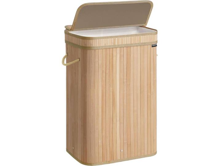 SONGMICS HOME Wäschekorb Songmics Bambus 72 l Beige - Wäschekorb