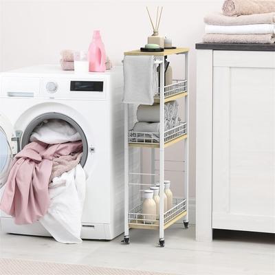 No "Storage Cart Rolling Kitchen Cart with Wheels Narrow Laundry Storage Utility Cart - 7.08""D x 16.53""W x 34.56""H"