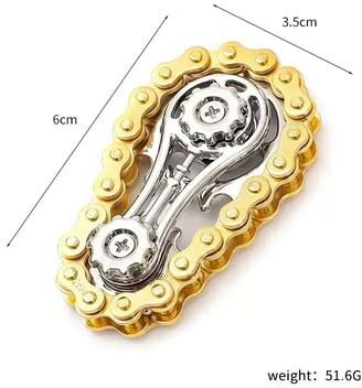 Uplifted Finds Precision Metal Gear Fidget Spinner Stainless Steel Desk Toy & Stress Relief Hand Spinner gold Chain