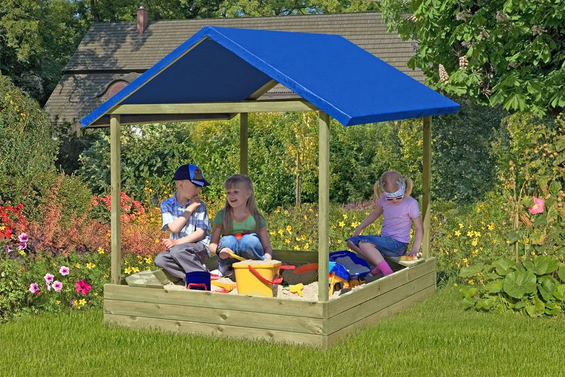 DELTAGARTENH Sandkasten Sophie mit blauem Dach, 152x152x180 cm 08421928