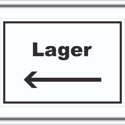 HB-Druck Lager Schild mit Text und Richtungspfeil links Storage Warenlager waagerecht A1 (594x841mm)