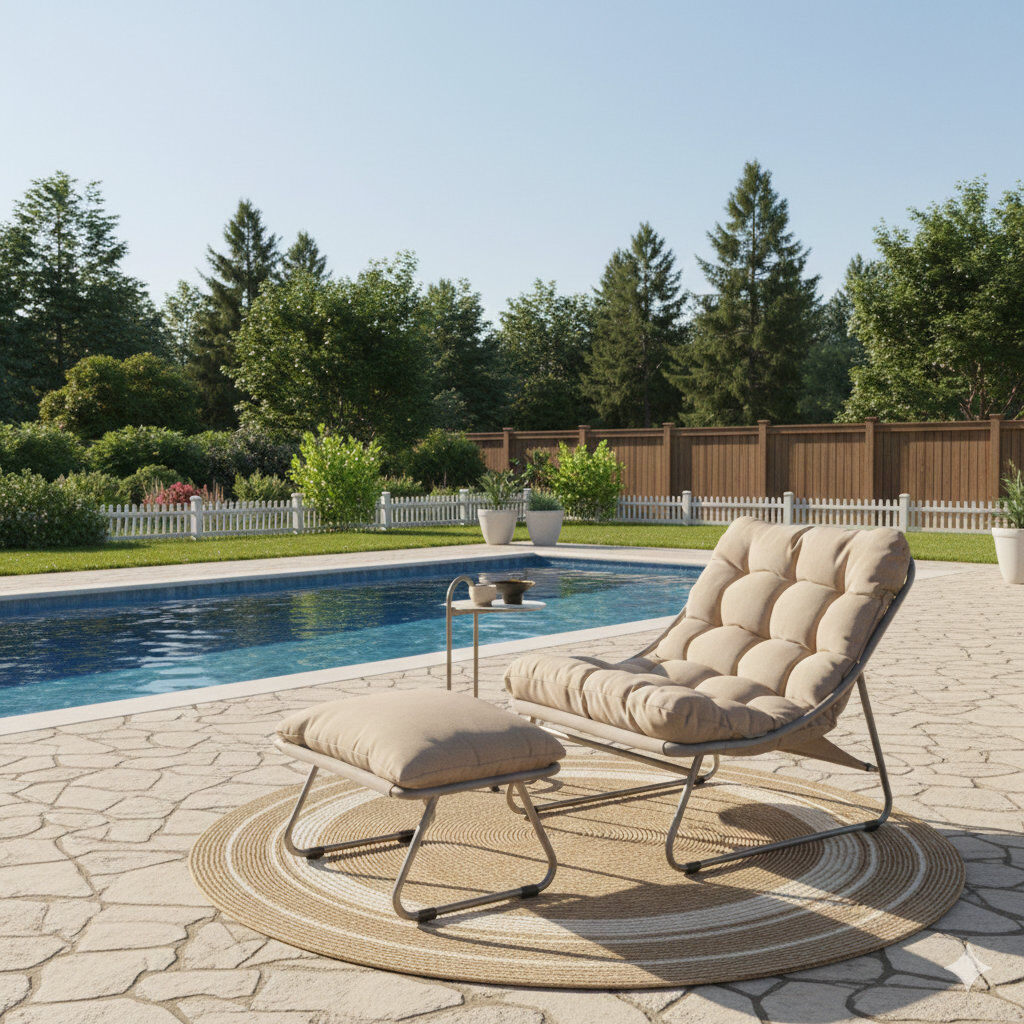 GRAND PATIO Samba Outdoor Lounge Chair with Cushions Beige/White 69.2cm H X 78.1cm W X 107.3cm D