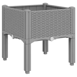 Helloshop26 - Pflanzkübel Hochbeet Pflanzen Blumen Terrasse Garten mit Beinen hell 40 x 40 x 42 cm PP grau 02_0038176