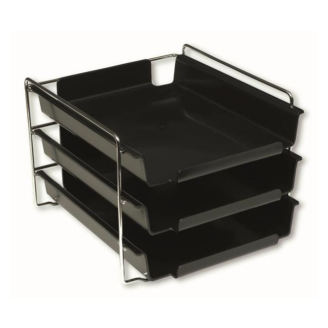 Bantex Brevbakkesaet Vision 3 bakker sort + 1 forkromet stativ (A4) (BAN941010)