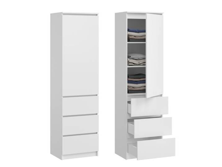 Armoire de rangement 3 tiroirs 3 étagères - Armoire de bureau - Meuble de rangement chambre bureau entrée - 50x40x180 cm - Blanc