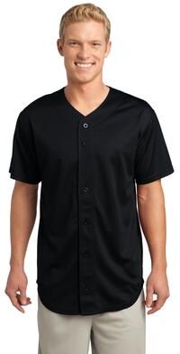 Sport-Tek ST220 Athletic PosiCharge Tough Mesh Full-Button Jersey T-Shirt in Black size 2XL   Polyester