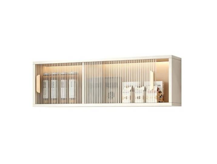 WNGJZZYC Schwebende Wandschränke Mit Acryl‑Glastüren Waschraum‑Schrank Mit 2 Schiebetüren, Bauernhaus‑Schrank Für Wohnzimmer, Küche Und Restaurant(White,60x22x30cm/24x7x12in)