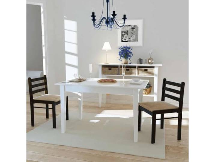 KGHFDVB Esszimmerstuehle 2 STK. Braun Massivholz Gummibaum und Samt Massivholzgestell, gepolsterte Sitzflaeche, Polyesterbezug, viereckige Rueckenlehne, 110 kg Belastbarkeit