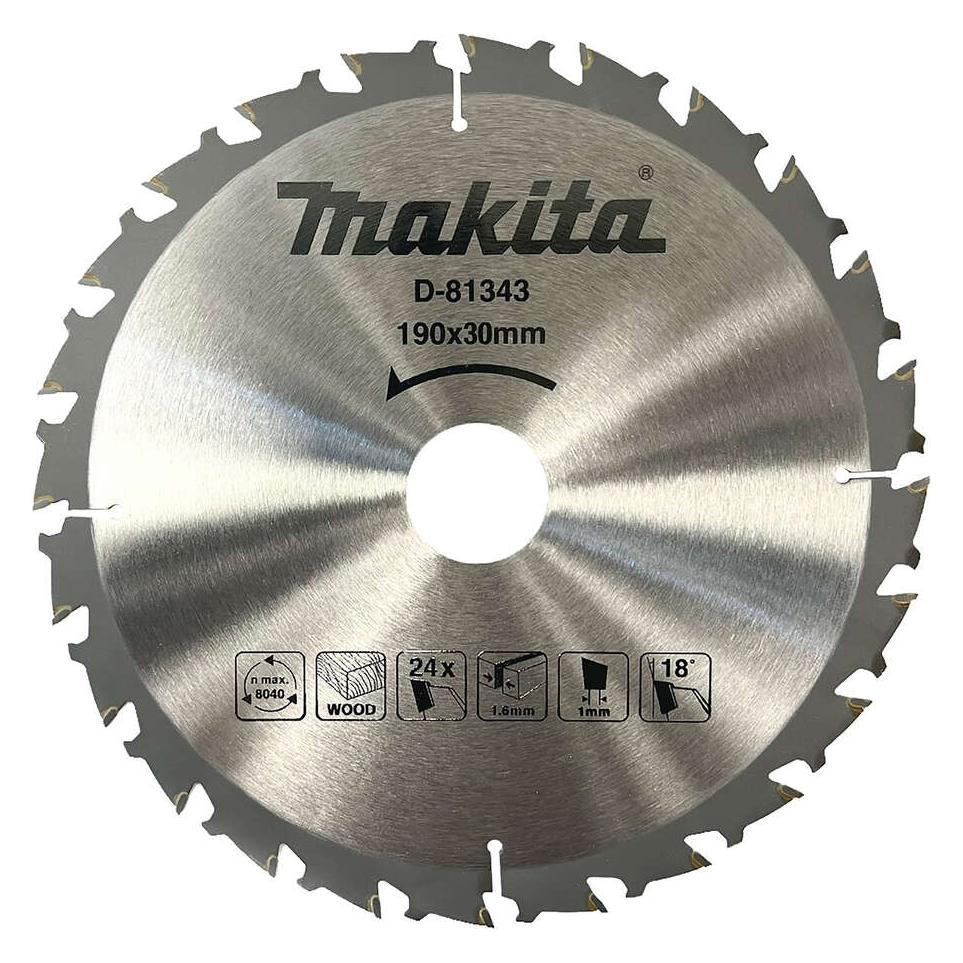 Makita Zubehör D-81343 HM-Kreissägeblatt TCT für Holz 190 x 30 x 1,6 mm T24 (78472639)