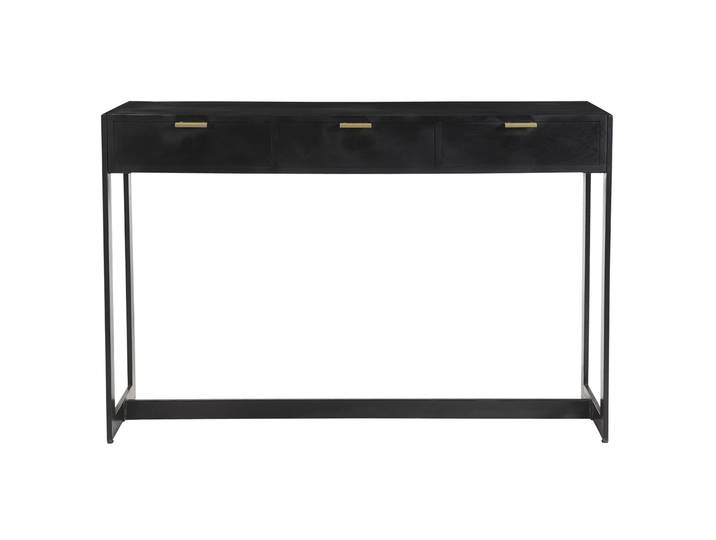 Console design avec rangements 3 tiroirs noire et métal L115 cm AVIDAN