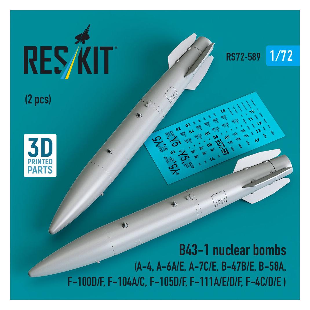 ResKit B43-1 nuclear bombs (2 pcs) (A-4, A-6A/E, A-7C/E, B-47B/E, B-58A, F-100D/F, F-104A/C, F-105D/F, F-11 (RS72-0589)