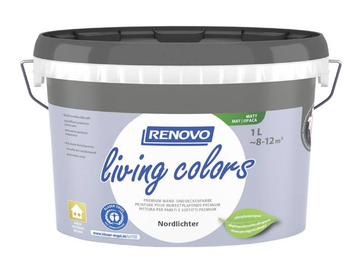 Renovo Living Colors Wand- und Deckenfarbe Nordlichter Blau 1 l