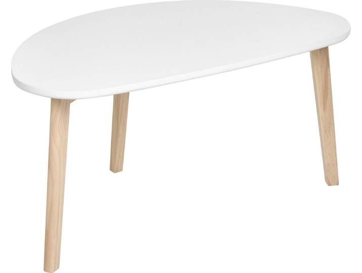 BELIANI Couchtisch Weiß MDF mit Kieferholz Beinen Hellbraun Skandinavischer Stil Asymmetrische Unregelmäßige Form Wohnzimmermöbel Klein