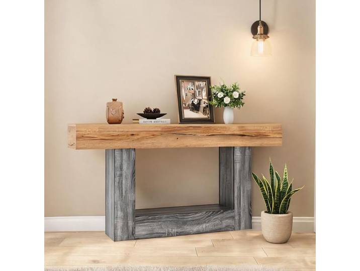 Console design bi-matière 160x30 cm en panneau de particules finition bois naturel