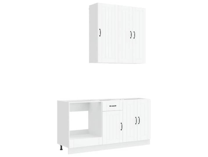 HKTMGDNG Küchenzeile Lucca 5-Teilig Weiß aus Holzwerkstoff Moderne Einbauküche für die Küche: 5-teiliges Möbel-Set mit Wandschränken, Höhenverstellung und Kippschutz.
