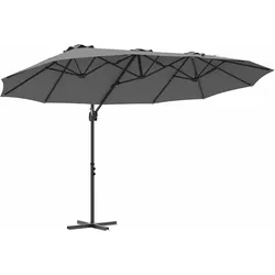 Helloshop26 - Moderner praktischer neigbarer Sonnenschirm 372 x 198 x 243 cm anthrazitfarbenes Polyester