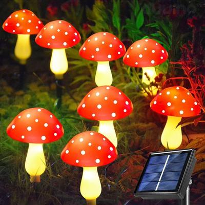 Uplift Picks Solar Mushroom Garden Stake Lights For Magical Outdoor Pathway Party Decor red 8 Pcs