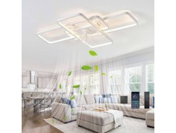 120W Ventilateur Plafond Avec Lumiere Moderne LED Dimmable Lustre Ventilateur Avec Télécommande Réversible 6 Vitesses -White 102cm