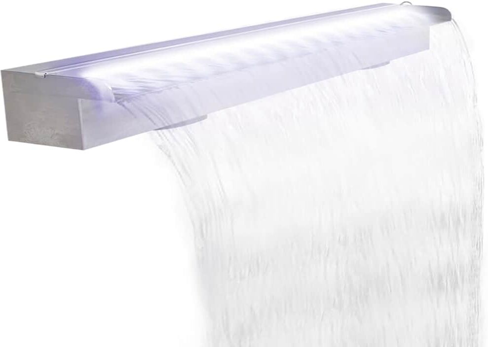 vidaXL Lame de cascade de piscine avec LED acier inoxydable 110 cm