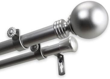 InStyleDesign Sphere 1 Inch Diameter Adjustable Double Curtain Rod - Satin Nickel