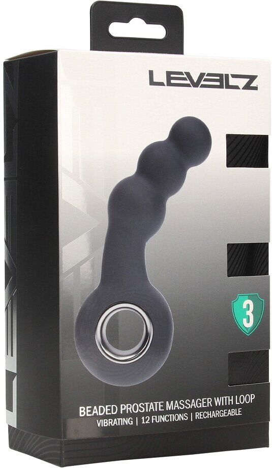 Levelz Masseur prostatique en silicone vibrant avec perles et boucle - Noir