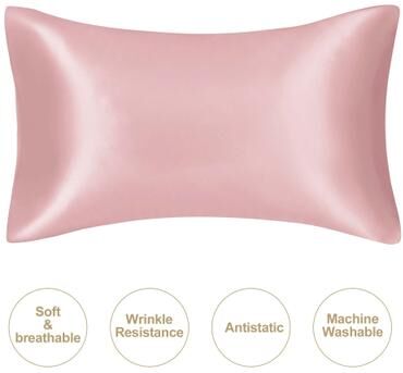 Uplifted Finds JuwenSilk Mulberry Satin Pillowcase And Nocturnal Recovery Interface cherry Pink standard 50 X 66 Cm