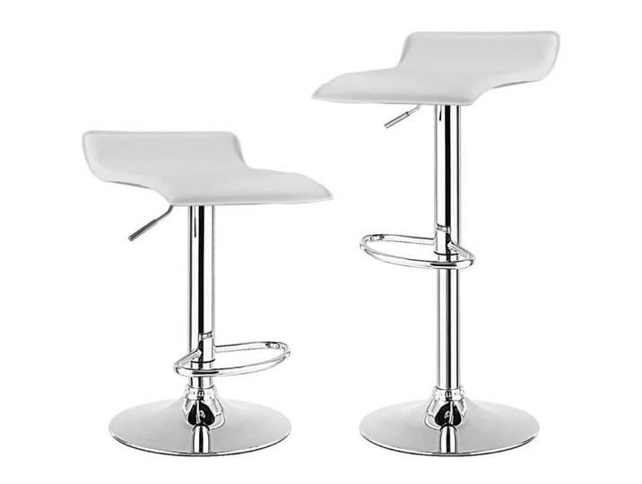 Tabourets de Bar Pivotant en Cuir PU - COSTWAY - Blanc - Réglable en Hauteur - Capacité de Poids 120 kg