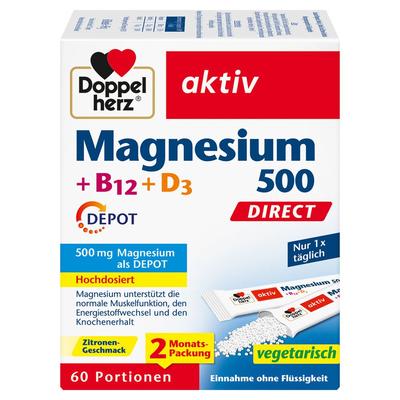 Doppelherz Magnesium 500+B12+D3 Depot Direct Pell. 60 St Pellets