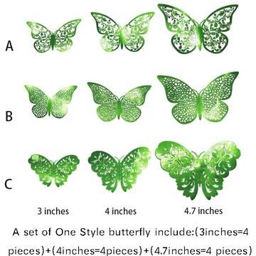 Inspired Living 3D Mirror Butterfly Wall Stickers Elegant DIY Wall Decoration For Modern Spaces 36pcs Green Abc