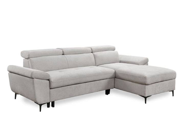 Canapé d'angle droit convertible en tissu beige