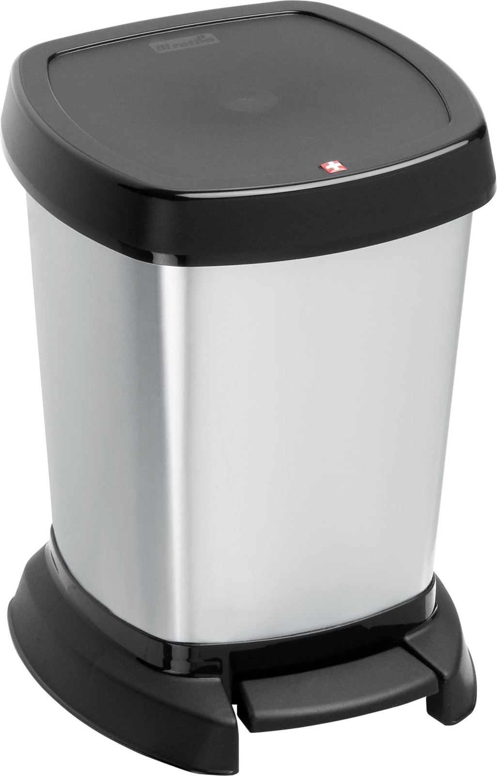 Rotho PASO Afvalbak met pedaal, Zilverkleurig Metallic, 6 liter