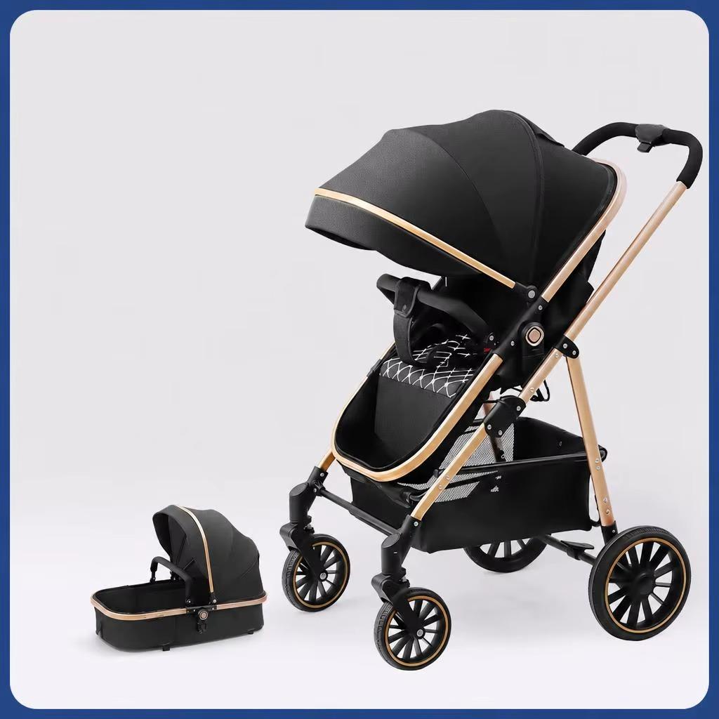 2-in-1 Kinderwagen - Kombikinderwagen - Wendbare Babywanne - Sitz- und Liegeposition - Einhändig Faltbar - Verstellbarer Schieber - Belastbar Bis 20 kg