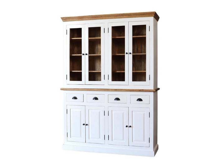 baario Buffet Schrank MURET Buffet weiss Landhaus Geschirrschrank Vitrine massiv