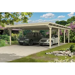 Skan Holz Emsland Flachdach Carport-613x846cm-unbehandelt Holzcarport