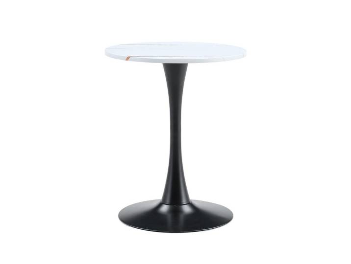 Oxeza Esstisch kleiner runder 60/60/72 cm Weiß mit schwarzen Metallbeinen, Holz, Mode, Rund,Rund, 60x72x60 cm, Esszimmer, Esstische