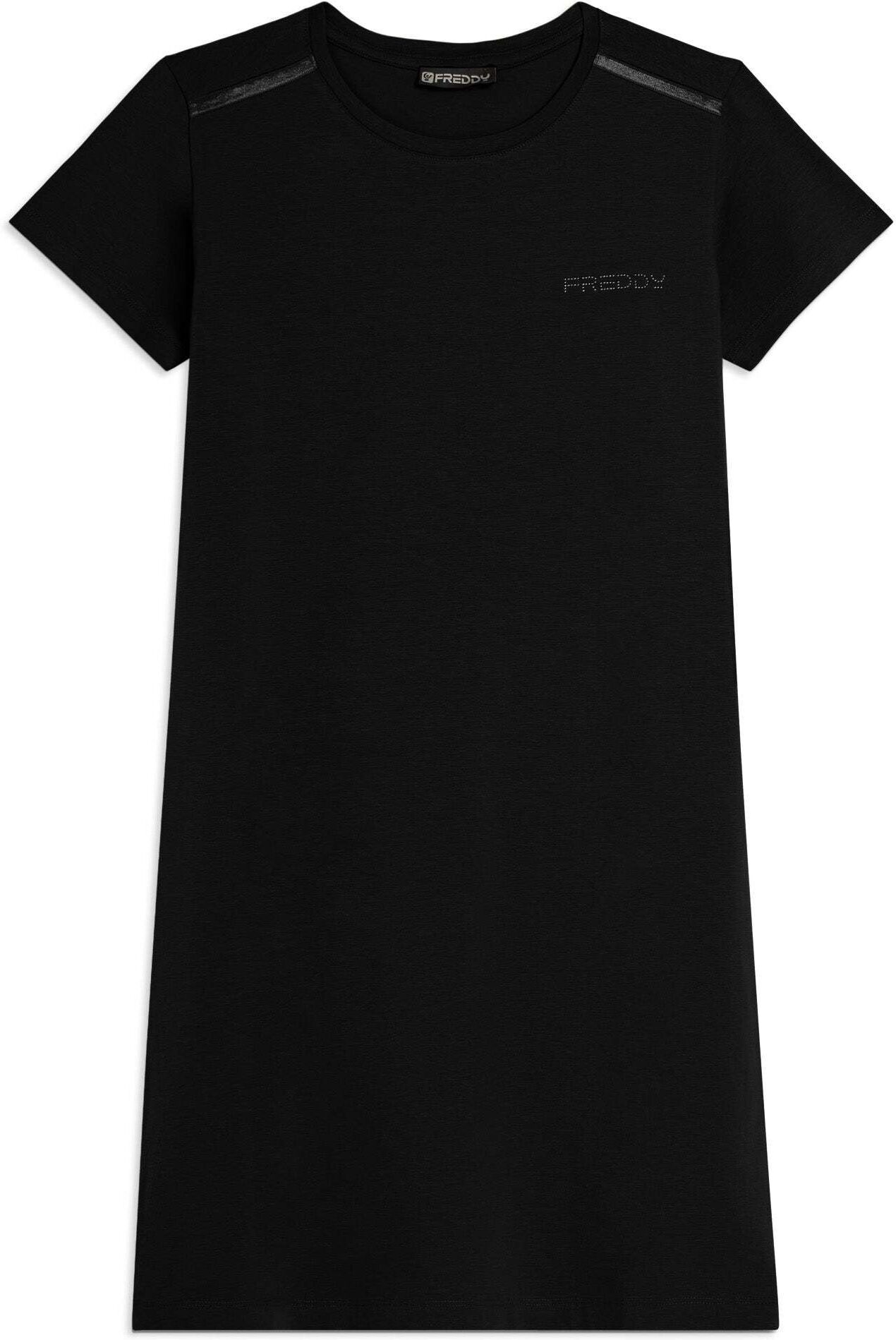 Strandkleid FREDDY "Kleid S26WCRD1", Damen, Gr. M, EURO, schwarz, Obermaterial: 95% Baumwolle CO. 5% Elasthan EL., Kleider Strandkleid schwarz M, EURO