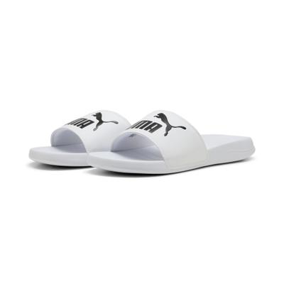Badesandale PUMA "POPCAT 20 BX", Damen, Gr. 47, Textil, weiß (puma weiß, puma schwarz), Synthetik, unifarben, Schuhe, für Strand, Pool und Freizeit, mit weichem Textil-Innenmaterial