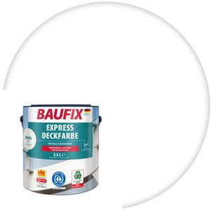 Baufix Holzfarbe Express Deckfarbe, 2,5l, innen & außen, wetterfest, RAL 9016 weiß