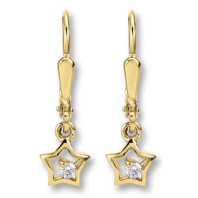 Paar Ohrhänger ONE ELEMENT "Zirkonia Stern Ohrringe Ohrhänger aus 333 Gelbgold", gold, Ohrringe, Damen, Kinder, Gelbgold 333 Gold, Gelbgold 333, Gold, perfekt als Geschenk zum Jahrestag oder Geburtstag